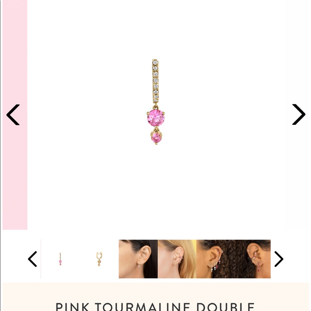 pink tourmaline and diamond 14k earrings - Picture 3 of 8
